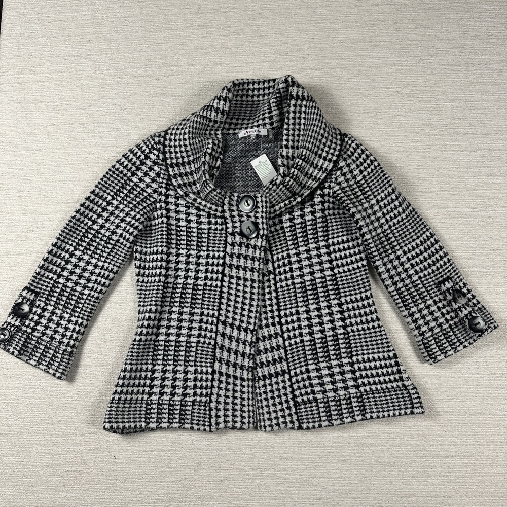 Mohair Plaid Coat L NWT Old Money Preppy Academia Cottagecore Avette Houndstooth
